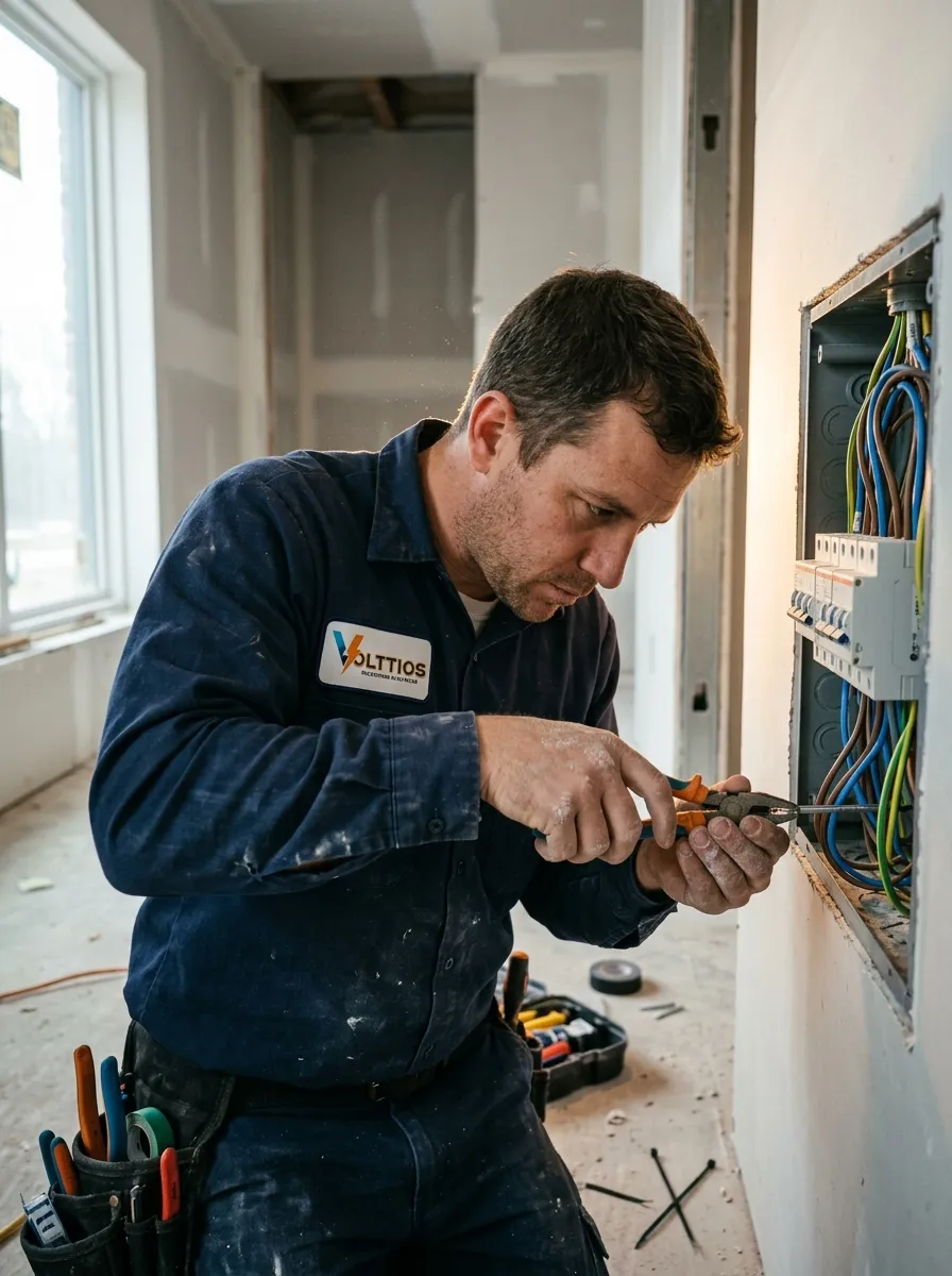 Electricista instalando cableado